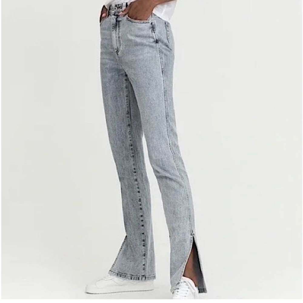 Something Navy blue jeans with slit hem. Size 8